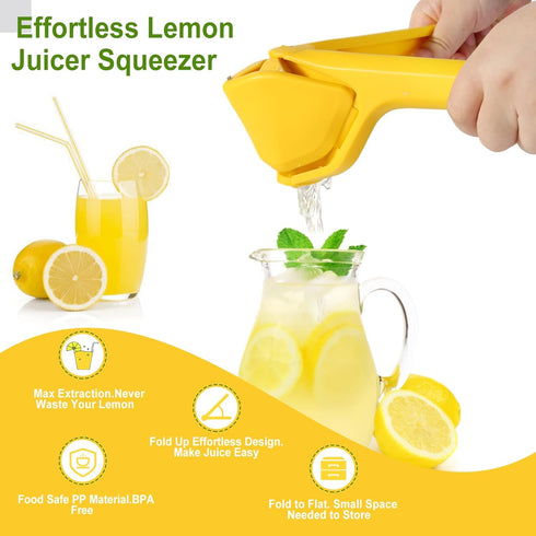 Effortless Manual Lemon Squeezer, Flat Lime Juicer, Hand Citrus Press, Space-Saving Design for Easy Juice Extraction