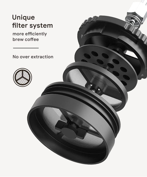 BENFUCHEN Portable 320ML French Press Coffee Maker, Vacuum Insulated Bottle with Unique Filter for Camping