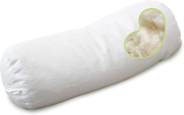 Bean Products Kapok Neck Roll Pillow for Sleeping – Hypoallergenic Organic Cotton Fabric Neck Pillow for Pain Relief