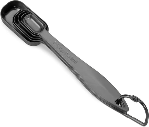 Accurate 18/8 Stainless Steel Measuring Spoons, Heavy Duty Set of 6 with Ring Connector, Dark Grey