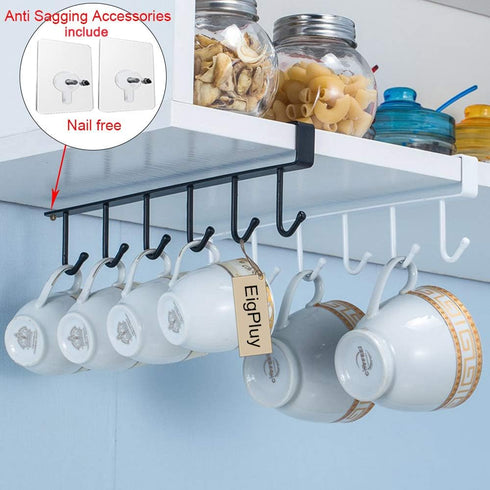 2pcs Mug Hooks, Black Storage Hooks for Cups, Wine Glasses, Kitchen Utensil Holder Under Cabinet