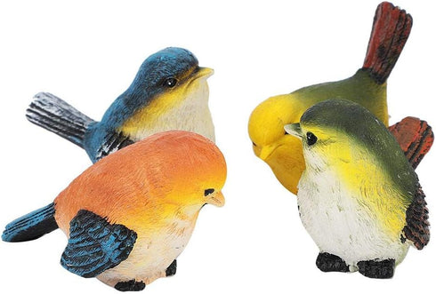 Zerodis Miniature Bird Decorative Figurines - Pack of 4 Resin Birds for Garden