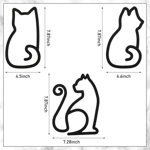 Ferraycle 3 Pieces Black Cat Metal Wall Art, Wire Sign Decor for Kitchen, Restaurant, Christmas Cat Lover Gifts