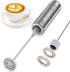 Milk Frother Handheld, Battery Operated Foam Maker for Coffee, Portable Drink Mixer with 2 Stainless Steel Whisk Heads,