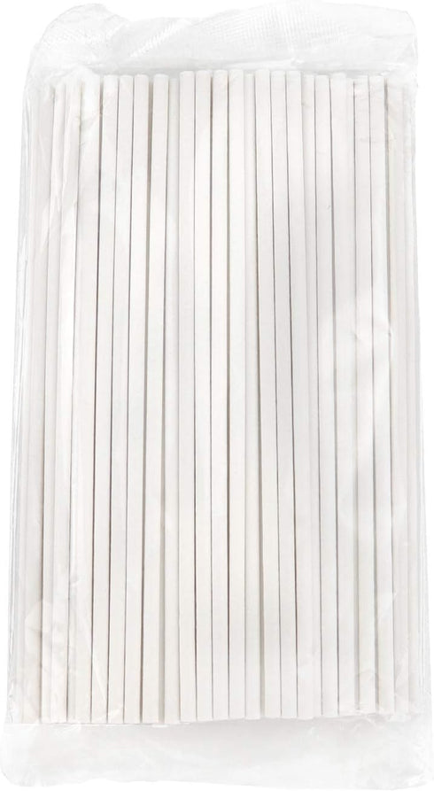 100Pcs 6 Inch Cake Pop Sticks, White Paper Lollipop Sticks for Cookies, Candy, Chocolate, Cake Topper
