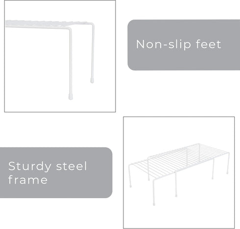 Smart Design Kitchen Storage Expandable Shelf Rack with Scratch Resistant Feet - Steel, for Cabinet & Pantry