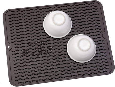 Silicone Dish Drying Mat | Eco-friendly, Heat-resistant Kitchen Counter or Sink Mat, 16 x 12 inches