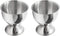 Qjaiune 2pcs Silver Egg Cups Stainless Steel Egg Holder, Soft Boiled & Hard