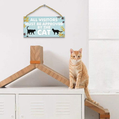 TOARTi Funny Cat Wood Sign, 12.5x25cm Cat Gift for Cat Lovers, Black Cat Wooden Plaque for Home Decoration