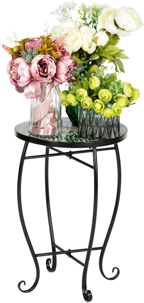 4) Vasitelan Outdoor Patio Side Table Outdoor Accent Table Bistro Coffee End Small Porch Table Indoor Round Glass
