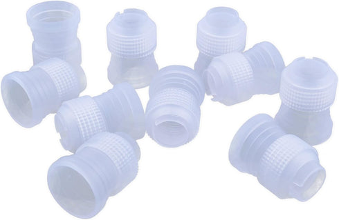 BronaGrand 10pcs Plastic Standard Couplers for Cake Decorating, Pipe Tip Coupler for Icing Nozzles, White