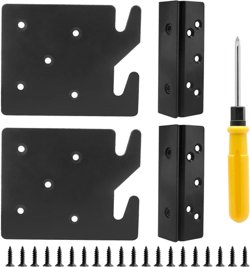 Metal Bed Frame Bed Post Double Hook Slot Bracket, 2 Sets 4.2" x 3.4" x 0.08" Heavy Duty Bed Rail Hooks Plates with