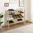 WKWKER 4-Tiers Bamboo Shoe Rack Stackable Free Standing Shoe Racks Portable Shoe Storage Organizer Stackable Shelf