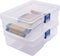CHILDHOOD 2 Pack Clear Plastic Clip Box, Small Crayon Box Containers with Lids, 6.5 x 4.5 Inches