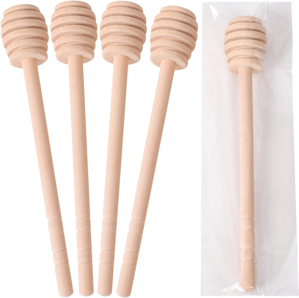 CJFocus 22 PCS Wooden Honey Sticks Dipper 6 Inch, Individually Wrapped Mini Honeycomb