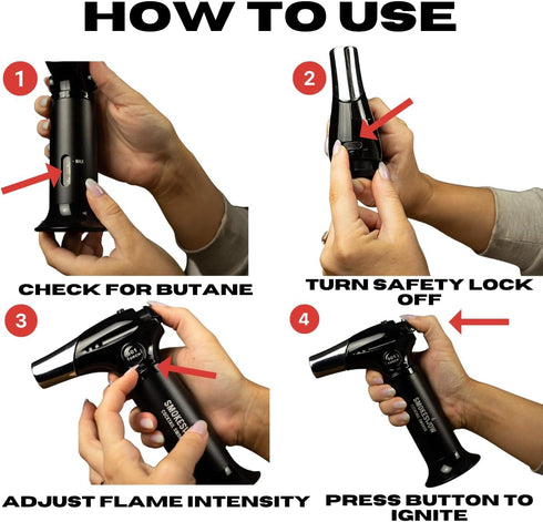 Blow Butane Cooking Torch, Lighter with Safety Lock and Adjustable Flame for BBQ, Baking, DIY