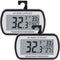 Digital Refrigerator Thermometer with Magnetic Back, Large LCD, Easy to Read (Black-2 Pack)