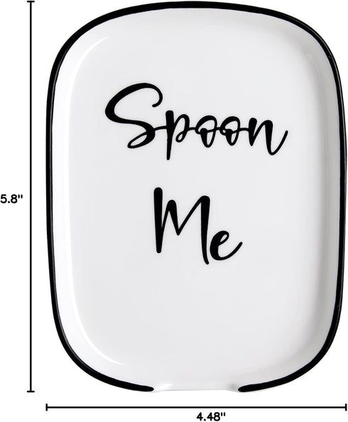 Ceramic Spoon Rest for Stove Top - Large Spoon Holder for Kitchen Counter, White Coffee Spoon Rest, Heat-Resistant