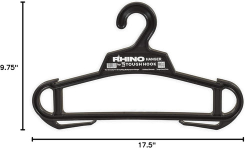Rhino Tough Hook Heavy Duty Clothes Hangers - USA-Made Military Grade Coat Hanger for Heavy Apparel, 1 Black