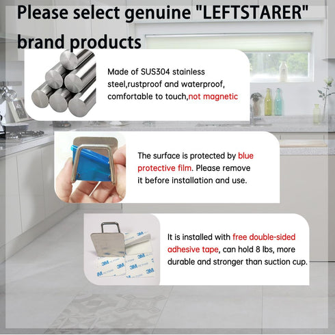 LEFTSTARER 4 Pack Sink Sponge Holder for Kitchen, Premium SUS304 Stainless Steel Rustproof Waterproof Adhesive