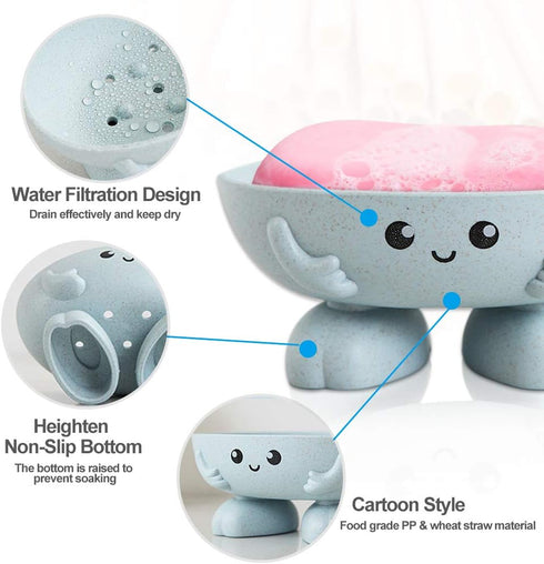 Soap Holder, Cute Soap Dish for Kids Children, Creative Lovely Bar Soap Tray Counter for Shower Bathroom Kitchen Countertop - Pink by Samhe