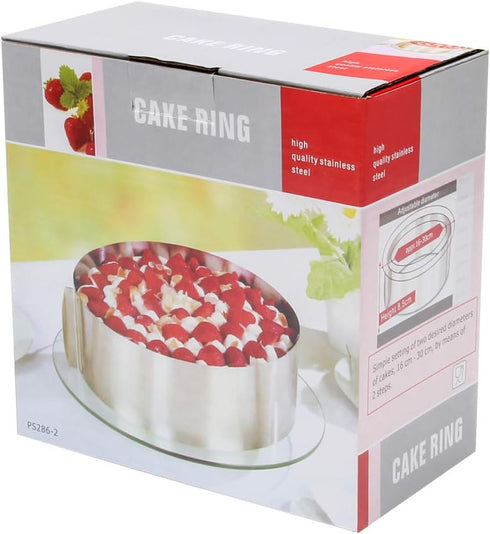 Adjustable Cake Ring 6 to 12 Inch, Stainless Steel Round Mousse Mould Ring Bakeware Tools for Cake Decorating