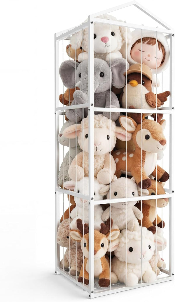 NomNest Stuffed Animal Storage, Metal Stuffed Animal Zoo Holder, Large Capacity Plushies Toy