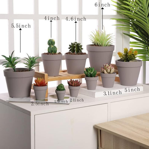 Yishang 1.9 Inch Tiny Grey Terracotta Pots, Pack of 36 Mini White Clay Pots with Drainage Holes