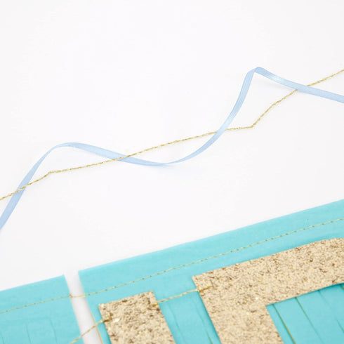 Meri Meri Rainbow Fringe Happy Birthday Banner, 8' Party Garland with Excess Cord for Celebration