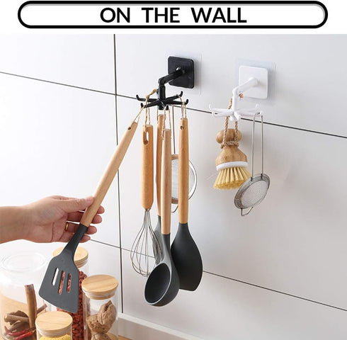 Aosome Under Cabinet Utensil Holder Hanger Hook, 2 Pack, Black & White for Kitchen and Bathroom