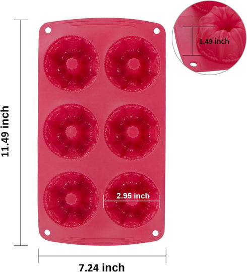 Webake Non-stick Silicone Mini Tube Cake Baking Pan, Fancy Fluted Tube Cake Pan, Pack of 2
