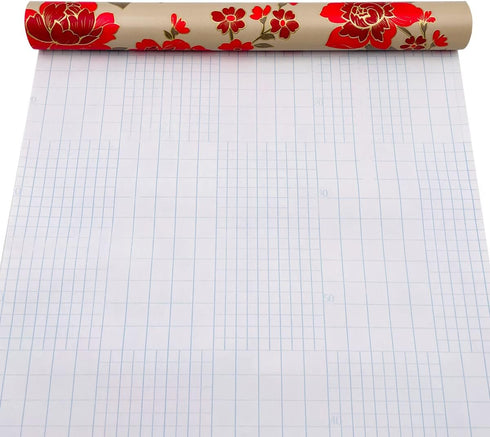 LovingWay 14.7 feet Wallpaper Roll, Red Peony Floral Shelf Liner, 17.7x177 Inch for Home Storage