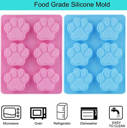 2 PCS Silicone Molds: Puppy Dog Paw, 6 Cavity Mould for Homemade Treats and Chocolate Baking