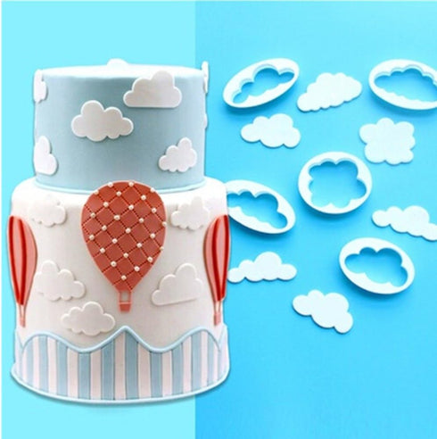 Fewo Set of 9 Hot Air Balloons Cloud Plastic Fondant Cutting Molds for Baby Shower Party Cake Decorating Tools
