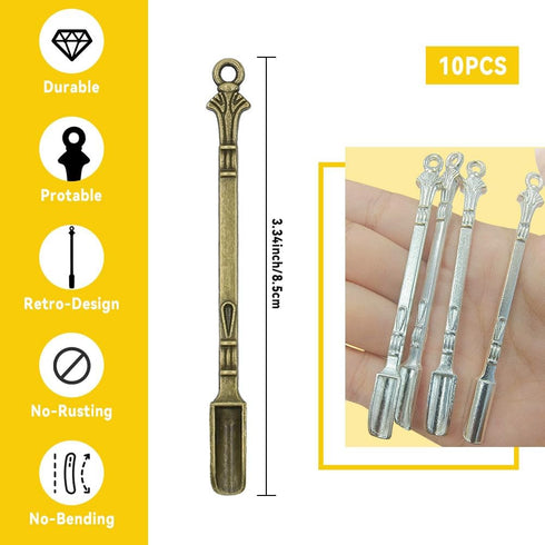 10 PCS Shovel Mini Spoon Alloy Tableware Charm Kitchen Pendant Spoon Tiny Shovel Spoon for Necklace DIY Craft Jewelry Making Keychain