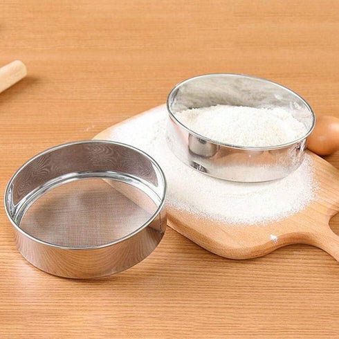 2 Pack Professional 6/8/9.5 Inch Round Flour Sifter - 60/40 Mesh Baking Flour Sieve, Premium Rustproof Stainless Steel