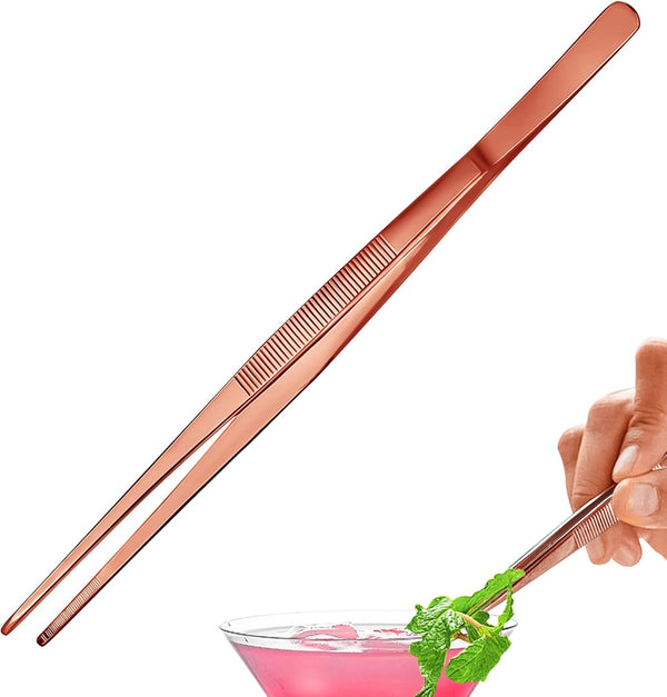 Tweezers – 11.8''/30cm Precision Tweezers, Garnish Stainless Steel Tongs for Bartender, Mixologists Clipping Food –
