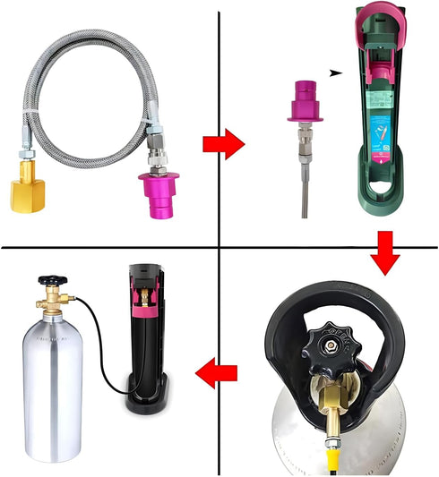 Soda Terra Machine Co2 Adapter Quick Connector with Stainless Steel Hose for Terra DUO Art Gaia Soda Series