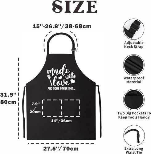 Funny Kitchen Aprons for Men and Women, Novelty Cooking Apron with 2 Pockets, Cute Baking Gifts for Bakers