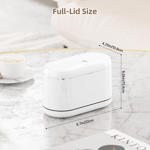 5 Countertop PAVSTINE Mini Trash Can for Desk with Rolls of Trash Bags, Small Press-Top Garbage Bin, Removable Waste