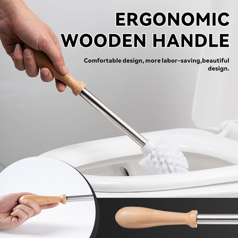 Set 7.5" Toilet Brush Holder - Ceramic Silver Toilet Scrubber Brush with Duck Base, Bathroom Cleaning Brush, Cute