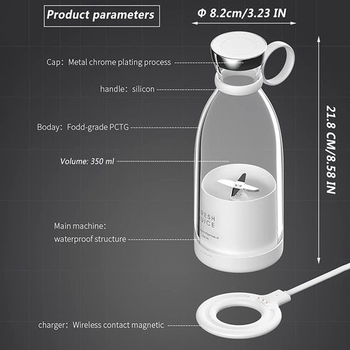 OTPEIR Personal Size Blender, Portable Battery Powered USB Blender (White)