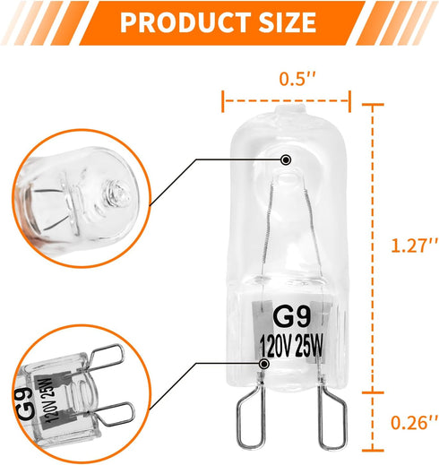 Belleone W10709921 Light Bulb - 120V 25W Halogen Fit for Whirlpool Microwave, KitchenAid, Maytag, Jenn-Air, 4 Pack