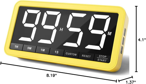 7.8 3 4 3 Countdown Count VOCOO Digital Kitchen Timer with Extra Large Display, Magnetic, Brightness, Alarms and Volume