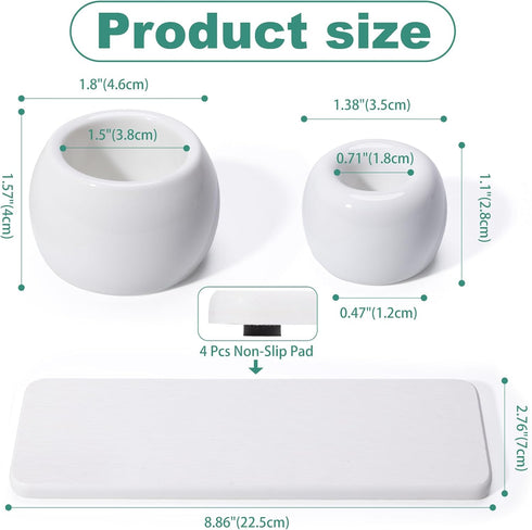 Dersyer 4 Pack 1 Pack Countertop, Mini Ceramic Toothbrush Holder Stand with Water Absorbing Stone for Bathroom Vanity