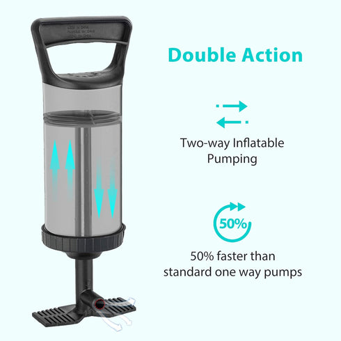 Hand Pump - Double Quick Air Pump for Inflatable, Portable Manual Air Pump with 3 Nozzles for Outdoor Use