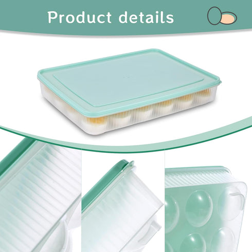 2PCS Deviled Egg Containers with Lid - Portable Storage Carrier for Refrigerator, Holding 48 Eggs for Easter Party