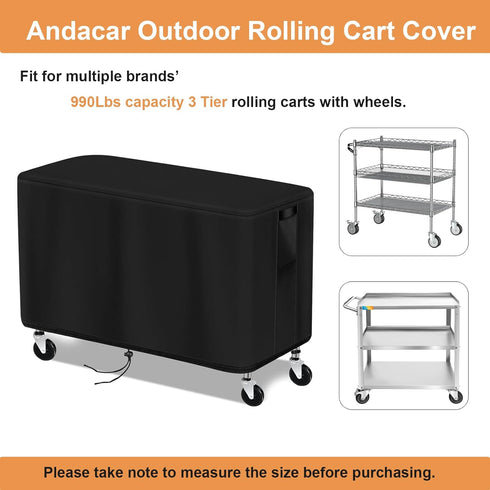 35-inch 35"L17"W29"H, Patio Table Cover for WDT Utility Cart, Waterproof Service Cart Cover for Rolling Tool Carts /