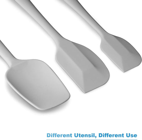 Silicone Spatula 3-Piece Set - High Heat-Resistant, Ergonomic Handle, Non-Stick Rubber with Stainless Steel Core, Light
