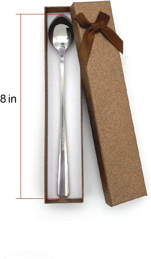 Papa's Ice Cream Plow Funny Stainless Steel Engraved Spoon, Long Handle Coffee Tea Spoon for Papa Dad Men
